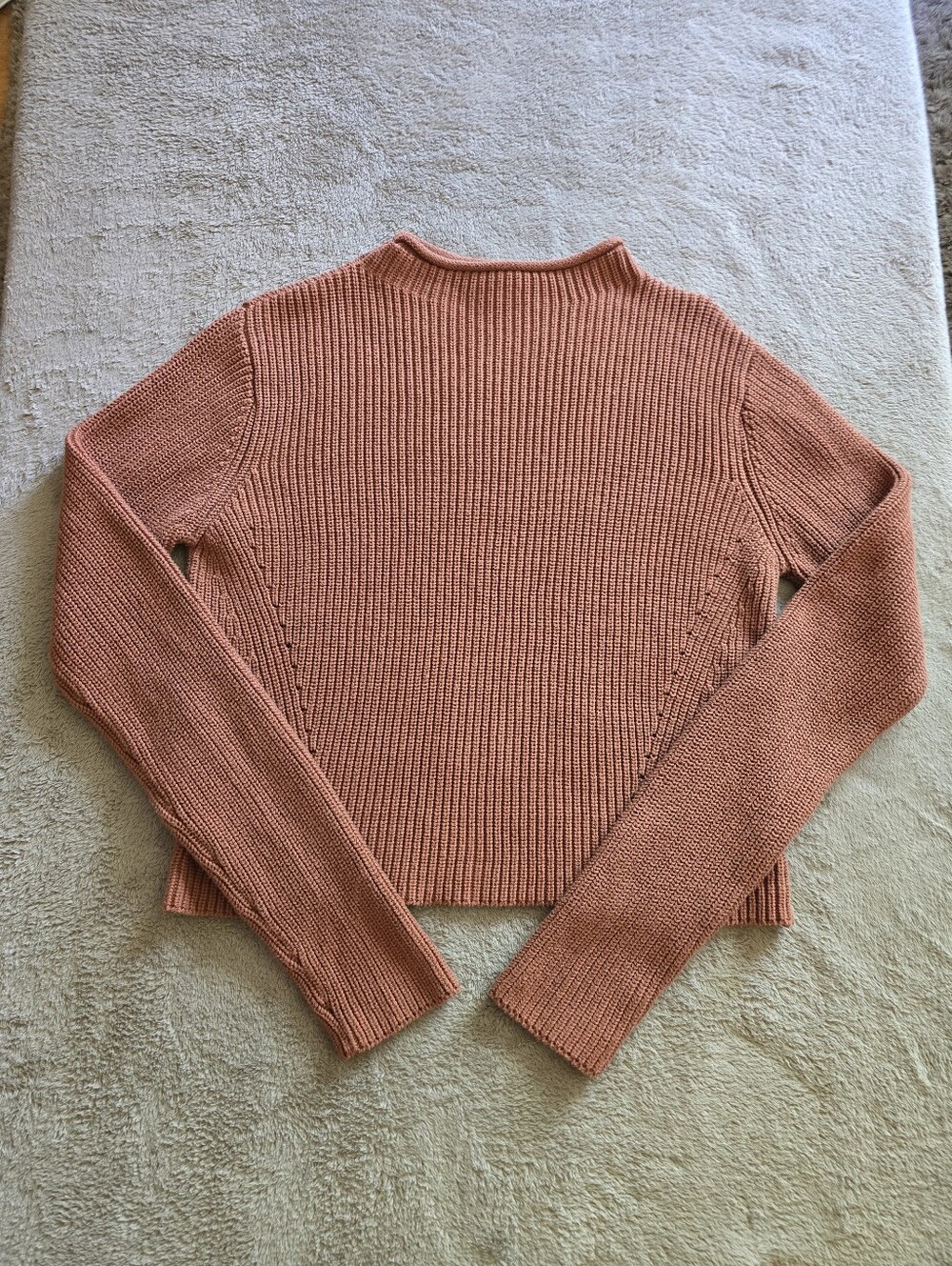 Kuwalla Rust Rib-Knit Mock Neck Sweater Size Medium - Picture 4 of 12